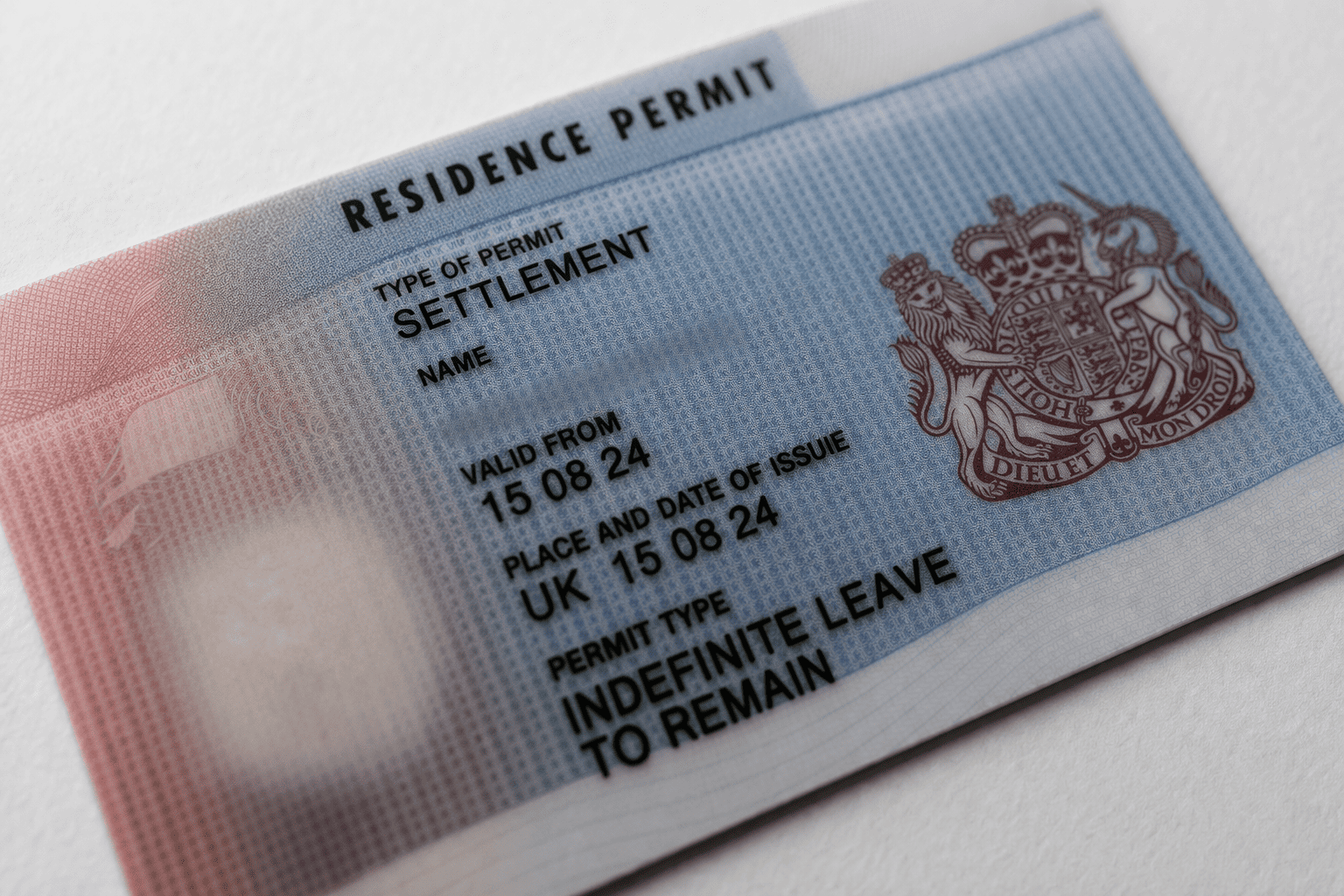 Permanent residence ID card close up